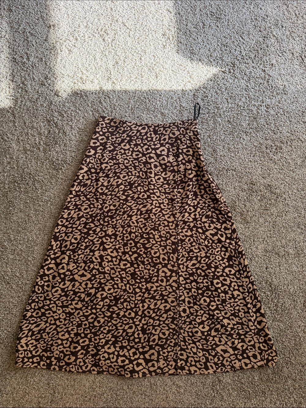 SHEIN Leopard Print A-Line Midi Skirt - Brown & Cream
